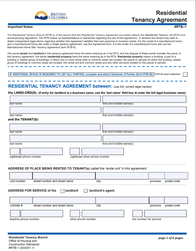 lease agreement sample BC
