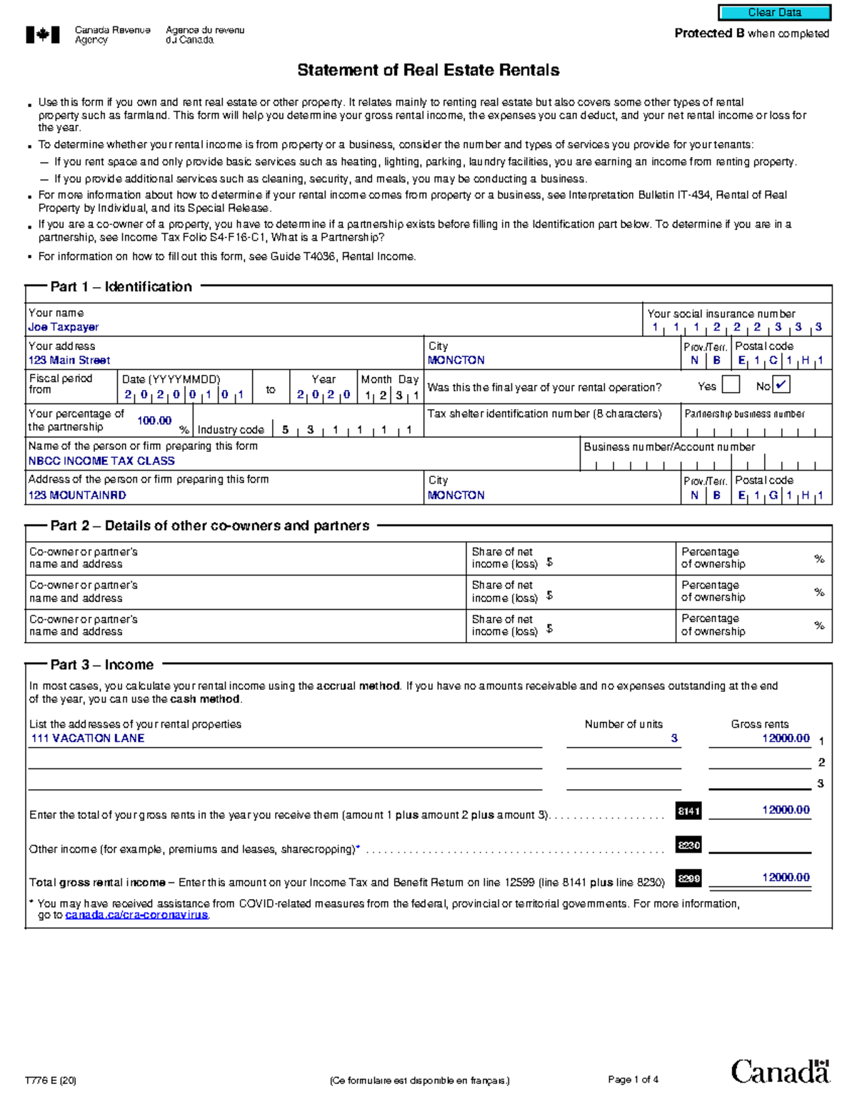 t1 rental worksheet sample canada
