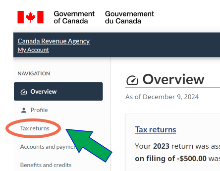 Where to find Tax Return CRA