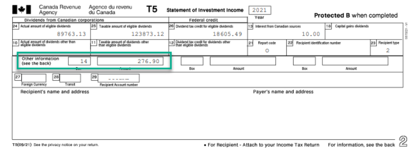 t5 investment income cra