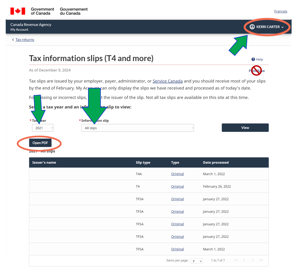Tax T4 Sips CRA Portal
