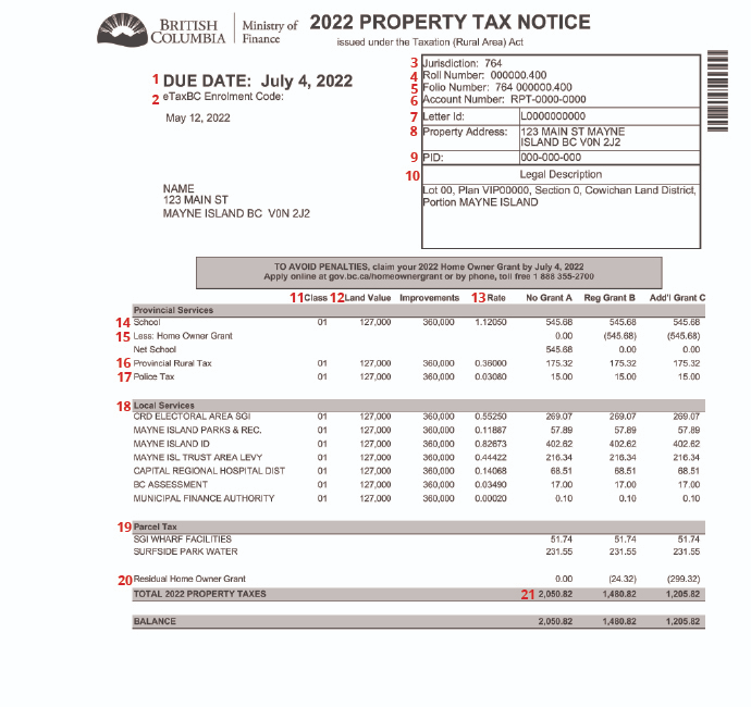 property tax statement mortgage canada example