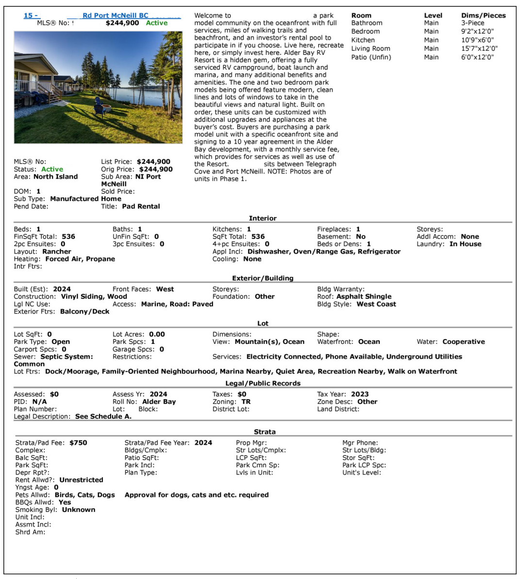 MLS Sheet Sample Mortgage Canada