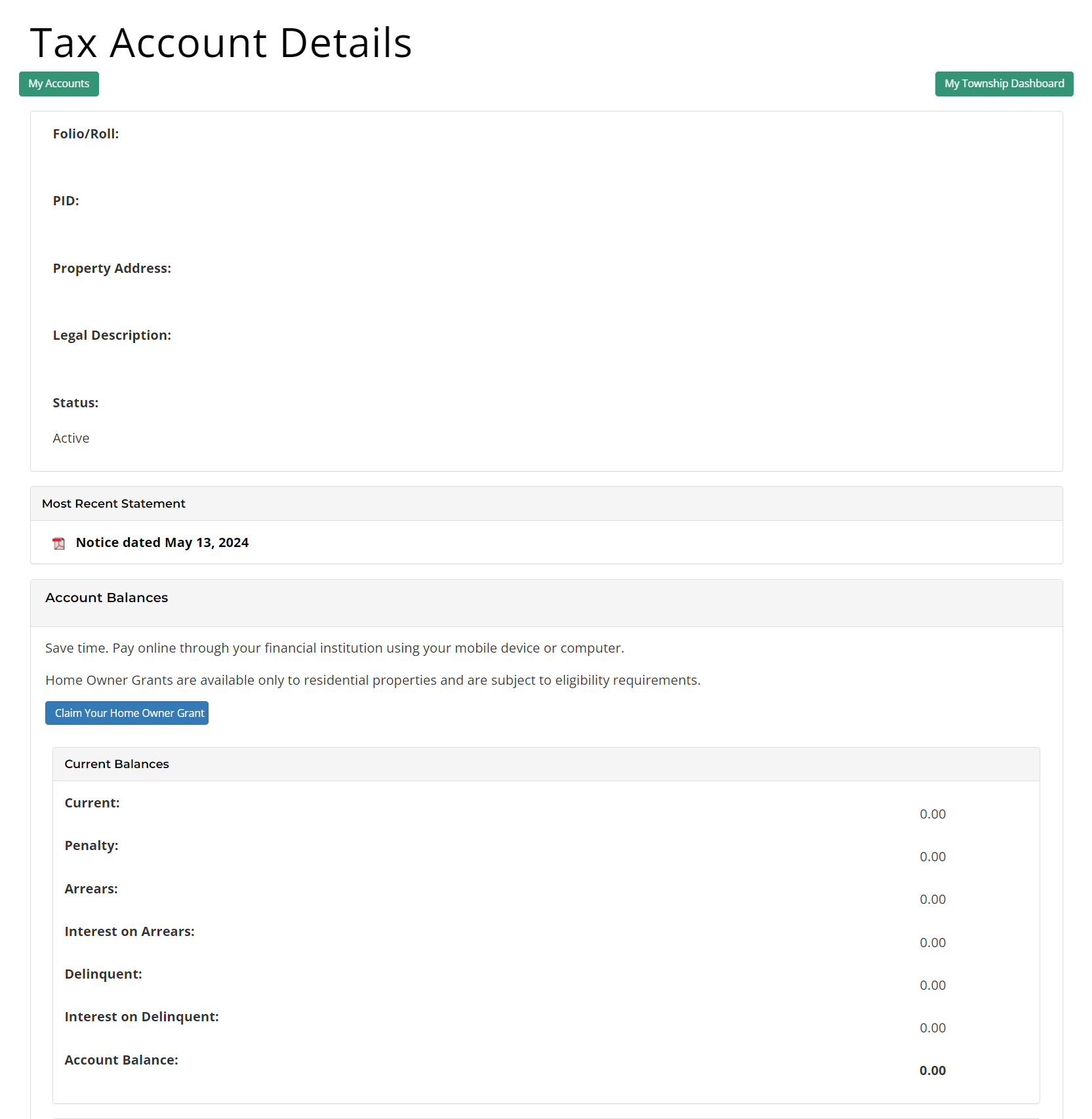 property taxes paid BC sample