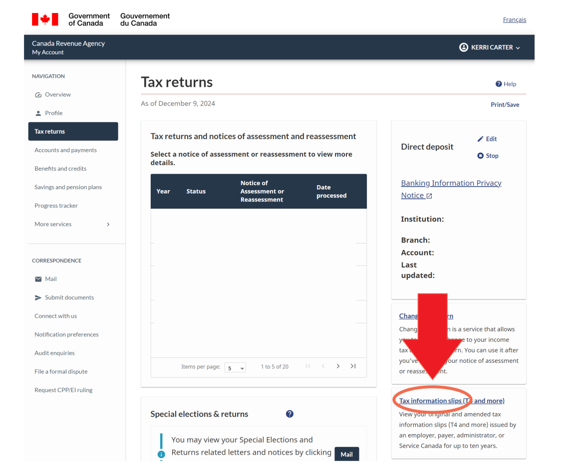 Where to find T4 in CRA